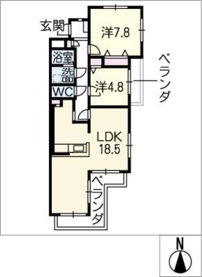 ファミール小玉(2LDK/3階)の間取り写真