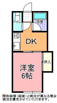 五来コーポ(1DK/1階)の間取り写真