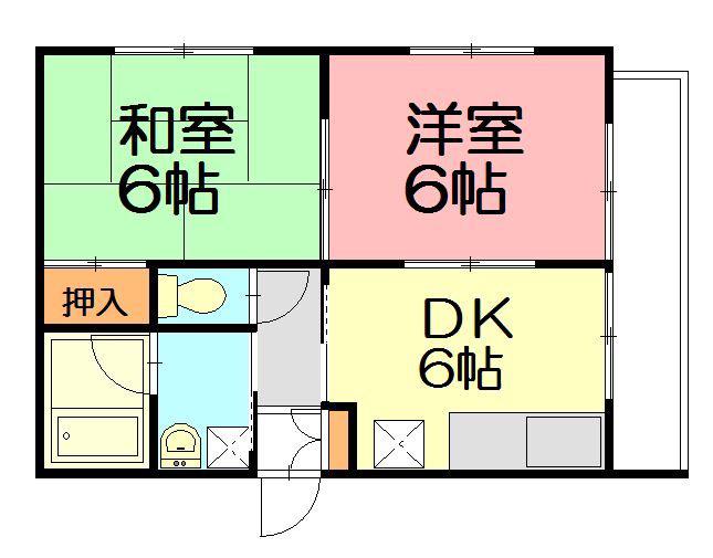 ウィンズ鵠沼(2DK/1階)の間取り写真