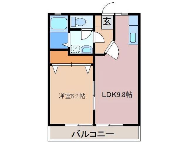 サンシティ田中B(1LDK/1階)の間取り写真