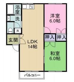 アルボーレ(2LDK/1階)の間取り写真