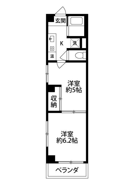 レジデンスカープ新潟(2K/8階)の間取り写真