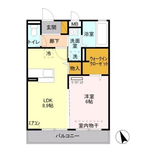メディオTM(1LDK/2階)の間取り写真