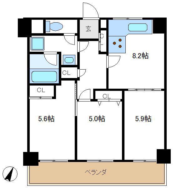 サンクレスト竜泉(3DK/2階)の間取り写真