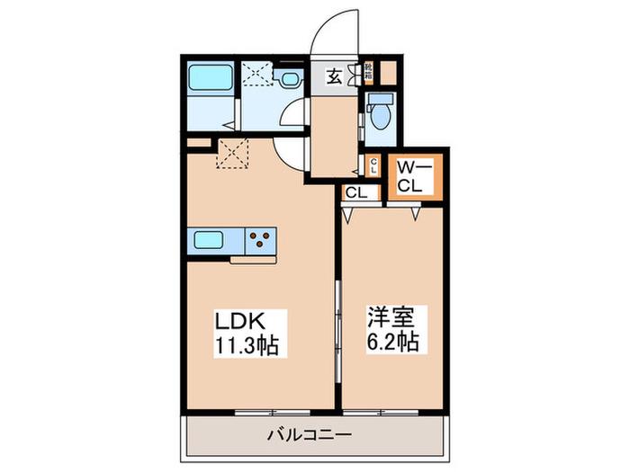 ラヴェンフォート小園(1LDK/1階)の間取り写真
