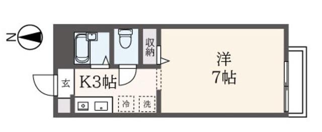アズール(1K/1階)の間取り写真