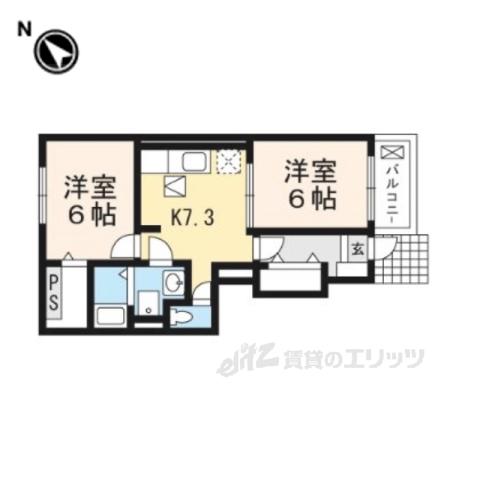 グランデH&M木村 (2DK/1階)の間取り写真