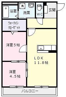 オーベル(2LDK/2階)の間取り写真