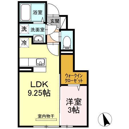 グランモアK(1LDK/1階)の間取り写真