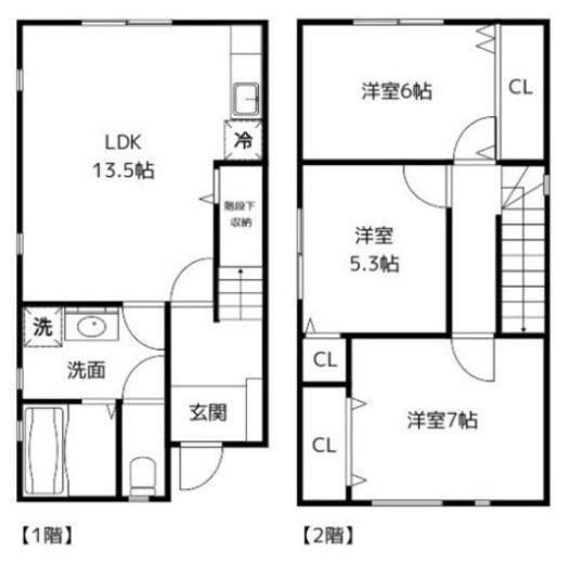 愛宕町2丁目(3LDK/1階)の間取り写真