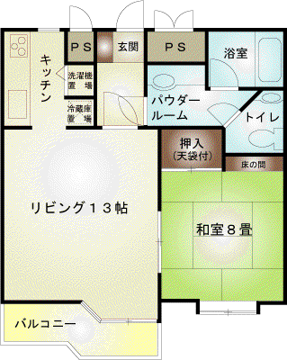 箱根 強羅 リゾートマンション ナイスシーン強羅(1LDK/1階)の間取り写真