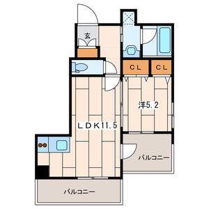 グローリーヒヨシ(1LDK/4階)の間取り写真