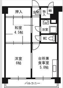 豊平市街地(2DK/11階)の間取り写真