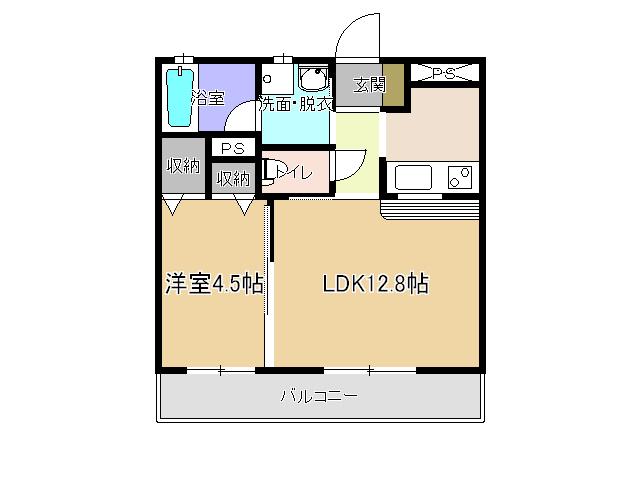 メゾンドMJ陽東(1LDK/3階)の間取り写真