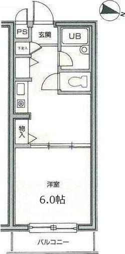 クレッセント本蓮沼(1DK/4階)の間取り写真