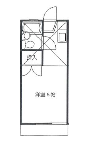 メゾンローゼC(ワンルーム/1階)の間取り写真