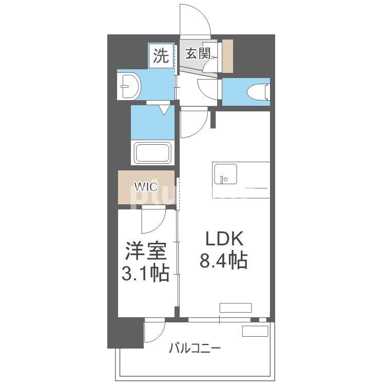プレサンス東小橋エレディータ(1LDK/2階)の間取り写真