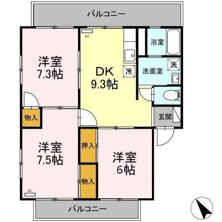 オリヴィエ東川口(3DK/3階)の間取り写真