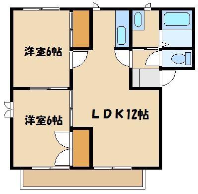 カーサ沖山(2LDK/1階)の間取り写真