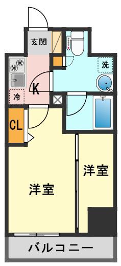 マイナビSTAYトワイライトヒルズ新小岩駅前(2K/3階)の間取り写真
