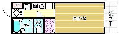 セジュールF B棟(1K/1階)の間取り写真