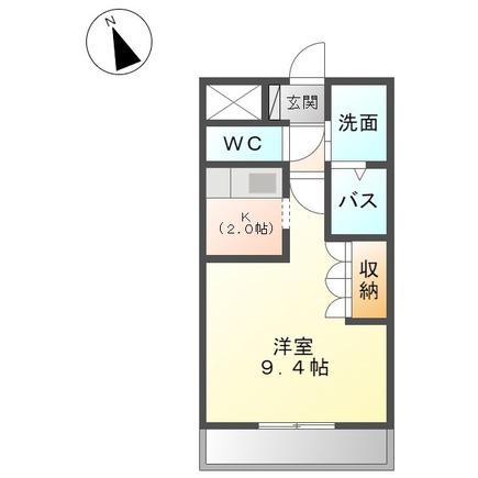 ロハス・オオアライII(1K/2階)の間取り写真