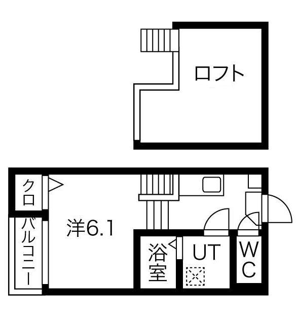 アーバンコート堀田(1K/2階)の間取り写真