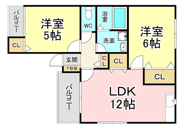 プロバンス赤坂(2LDK/1階)の間取り写真