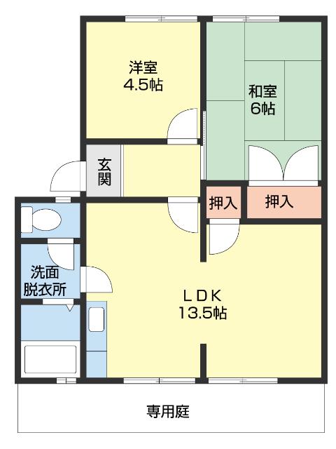 セトレ岩出(2LDK/1階)の間取り写真