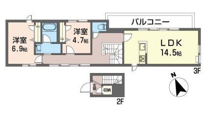 ヴィラリーゾ永福(2LDK/3階)の間取り写真
