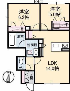 ミラベル古江(2LDK/1階)の間取り写真
