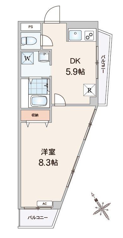 コーポラス鹿浜(1DK/1階)の間取り写真