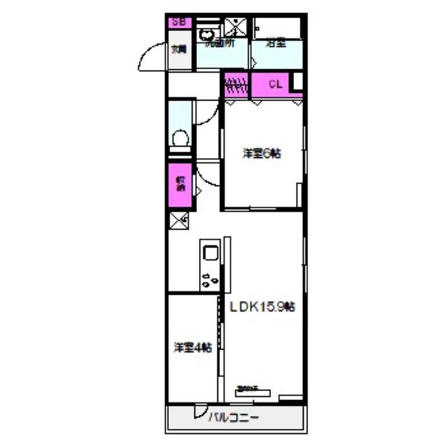 CLASHIST中宮サウス(2LDK/3階)の間取り写真
