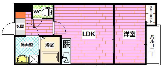 セブンプロート坂西(1LDK/1階)の間取り写真