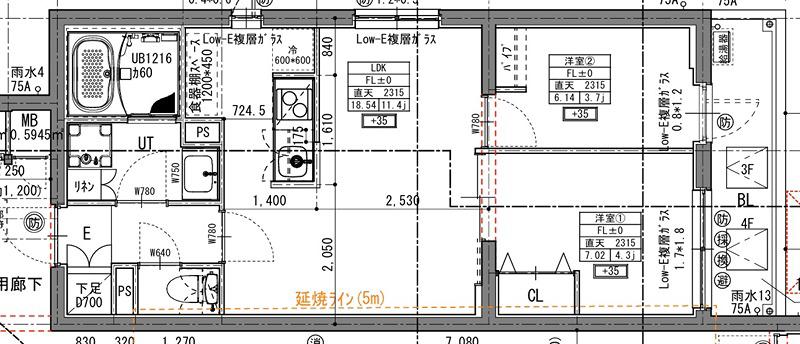 ラヴィエール住吉駅前(2LDK/4階)の間取り写真