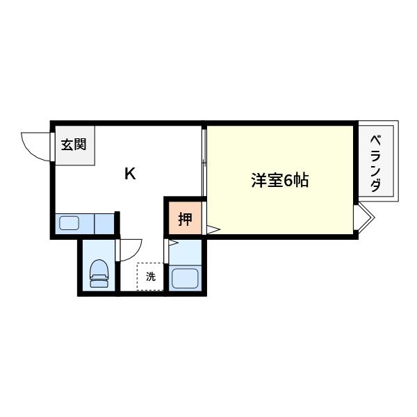 青葉丘コーポII(1K/1階)の間取り写真