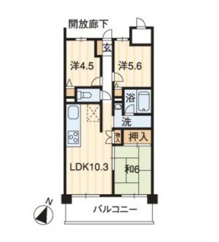 ヴェルデコート矢賀(3LDK/2階)の間取り写真