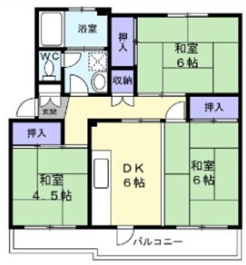 清瀬旭が丘団地(3DK/2階)の間取り写真