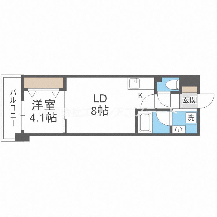 KOUKEN BLDG(1LDK/3階)の間取り写真