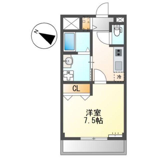 オレンジクレストA(1K/2階)の間取り写真