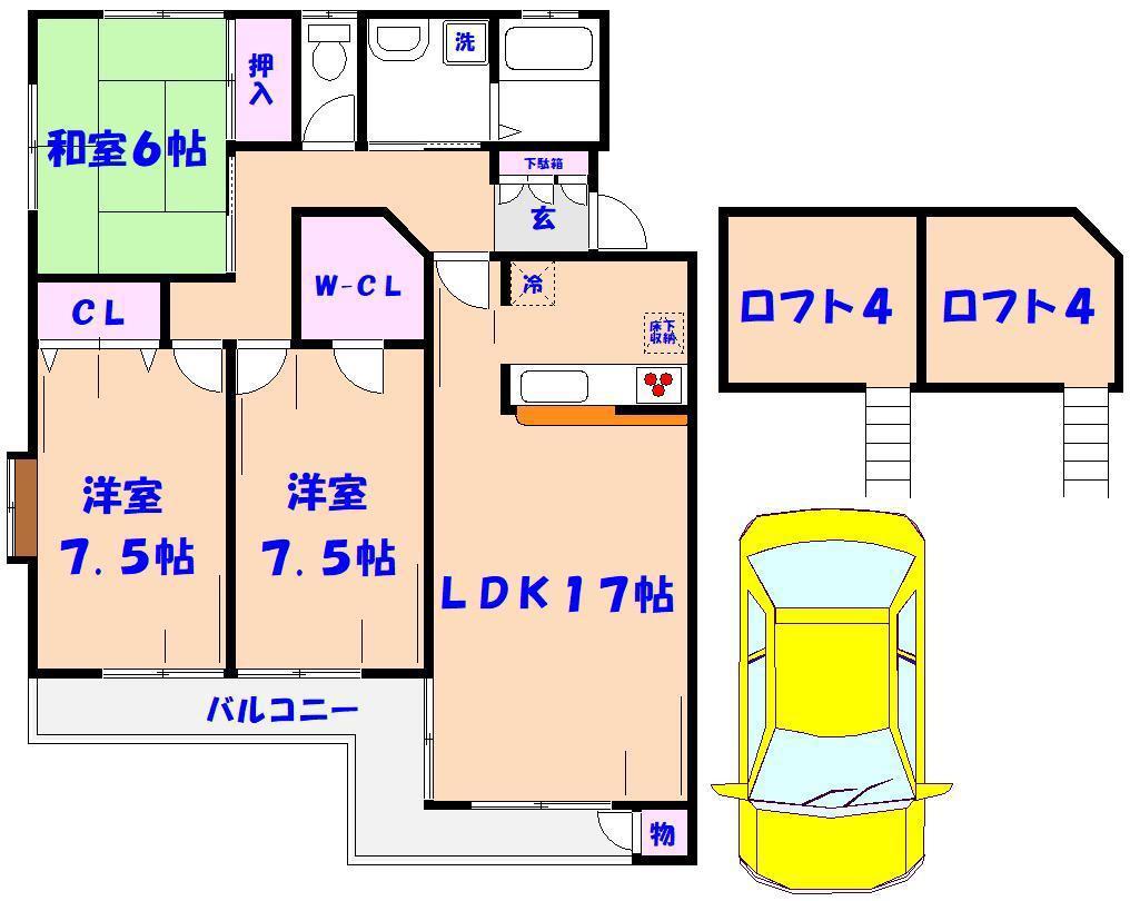 ミモザヤマノ(3LDK/2階)の間取り写真