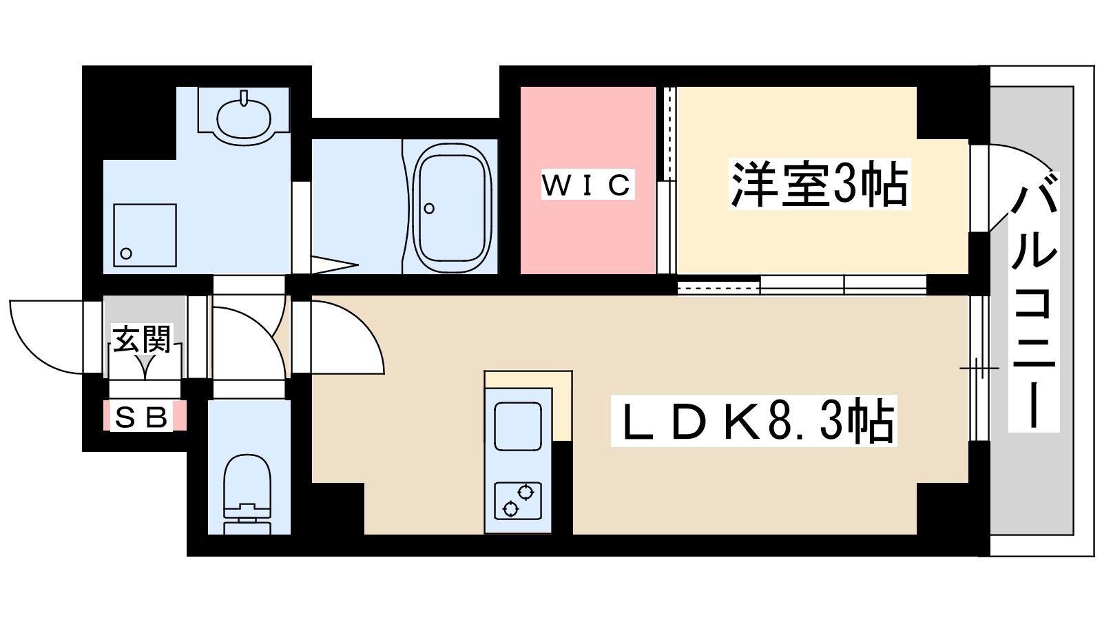 マキシブクロスエサカ(1LDK/3階)の間取り写真