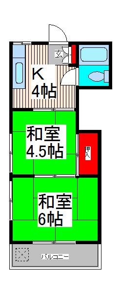 フジエマンション(2K/2階)の間取り写真