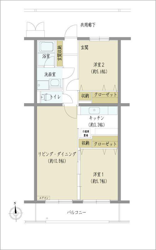 ソレアードM(2LDK/3階)の間取り写真