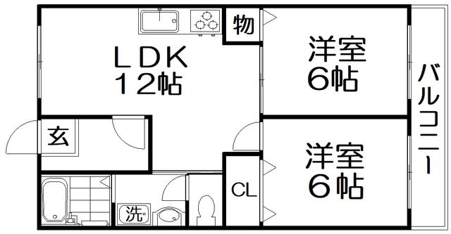 レオハイム東山(2LDK/5階)の間取り写真