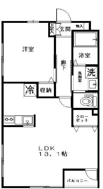 ゴールドクレスト(1LDK/2階)の間取り写真