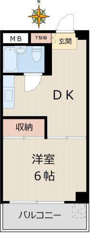 ヒルトップホームズ(1DK/3階)の間取り写真