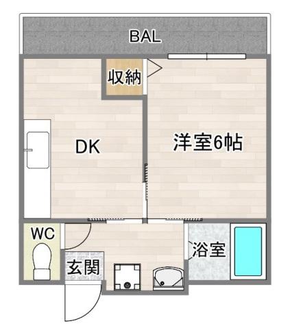 亀井文化(1DK/2階)の間取り写真