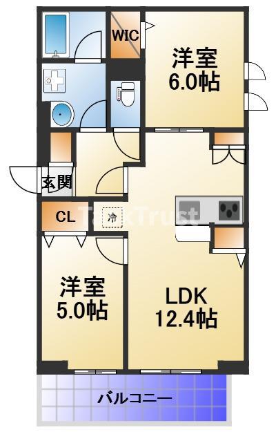 VILLA PARASORE(2LDK/1階)の間取り写真
