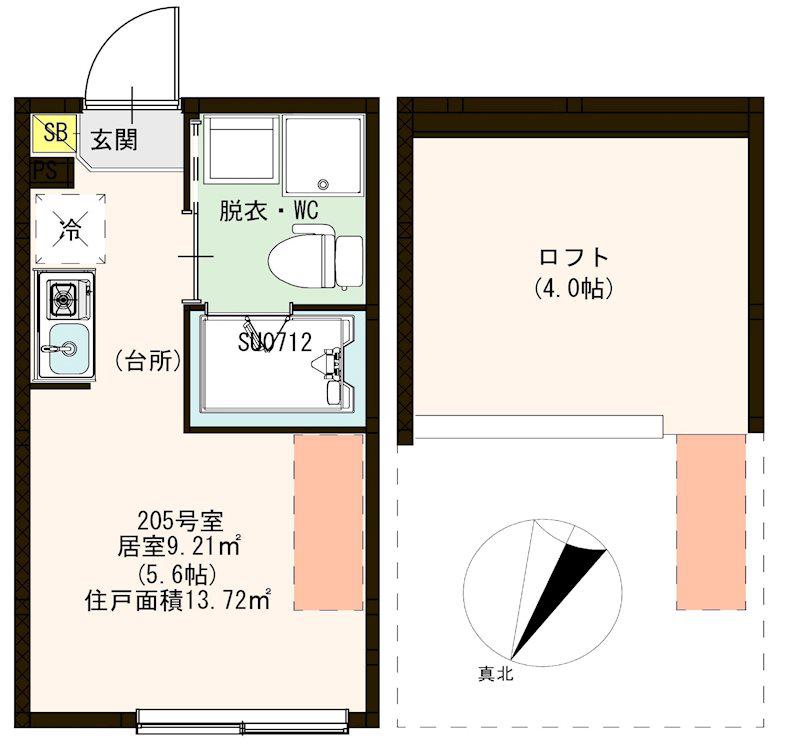 クレスト金町(ワンルーム/2階)の間取り写真